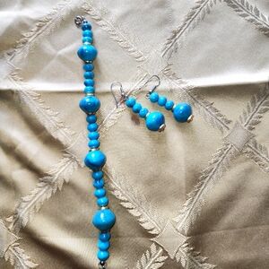 Imitation turquoise bracelet and earrings ✨️